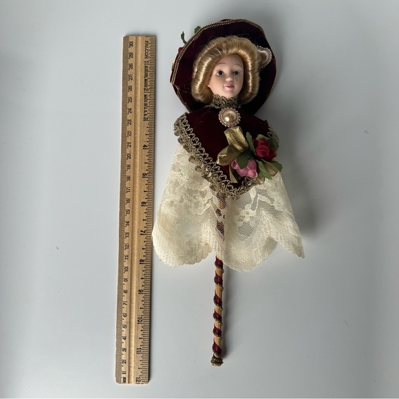 Vintage Kurt S Adler KSA Victorian Porcelain Doll Christmas Ornament Burgundy - Picture 11 of 16